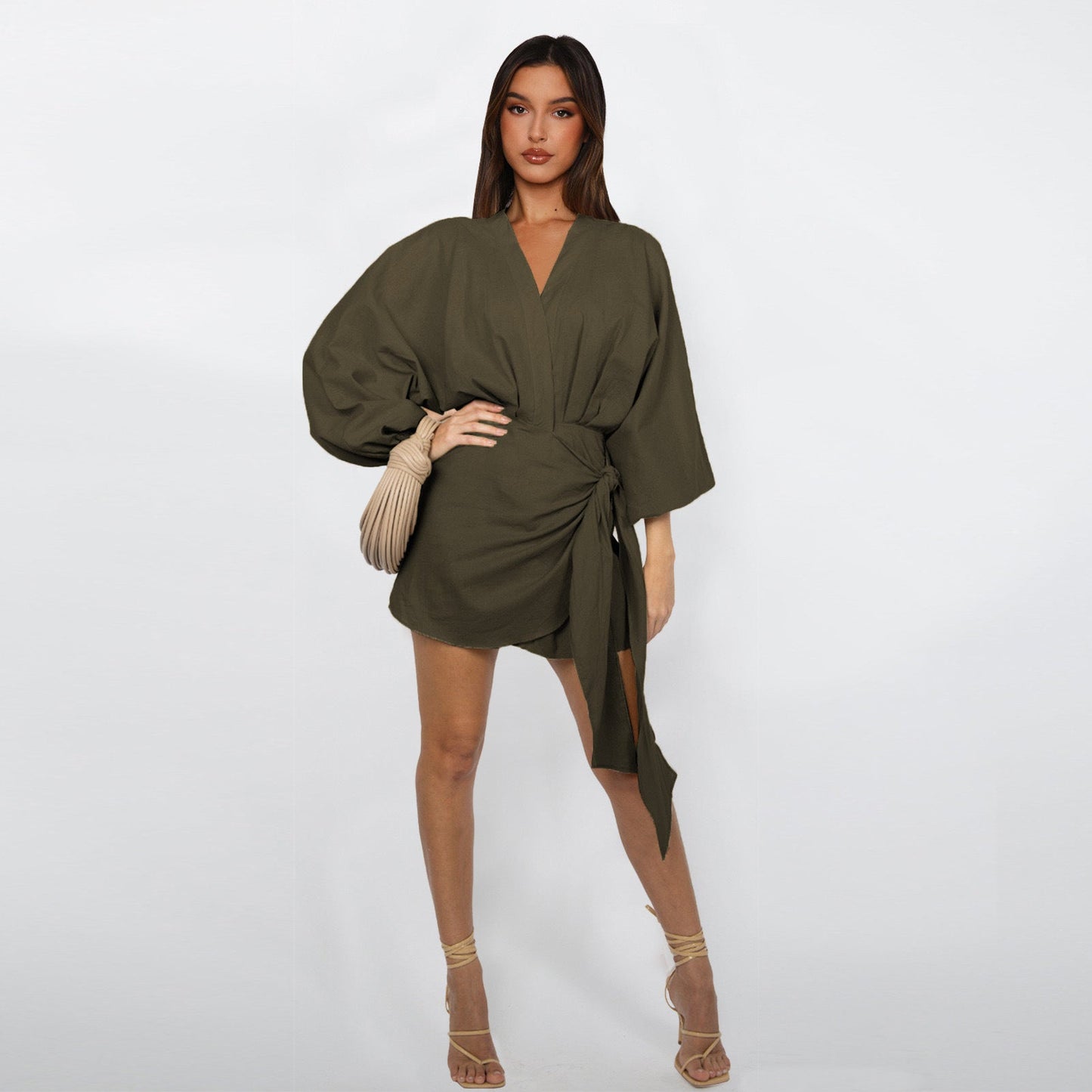 Damen Wickelkleid mit V-Ausschnitt