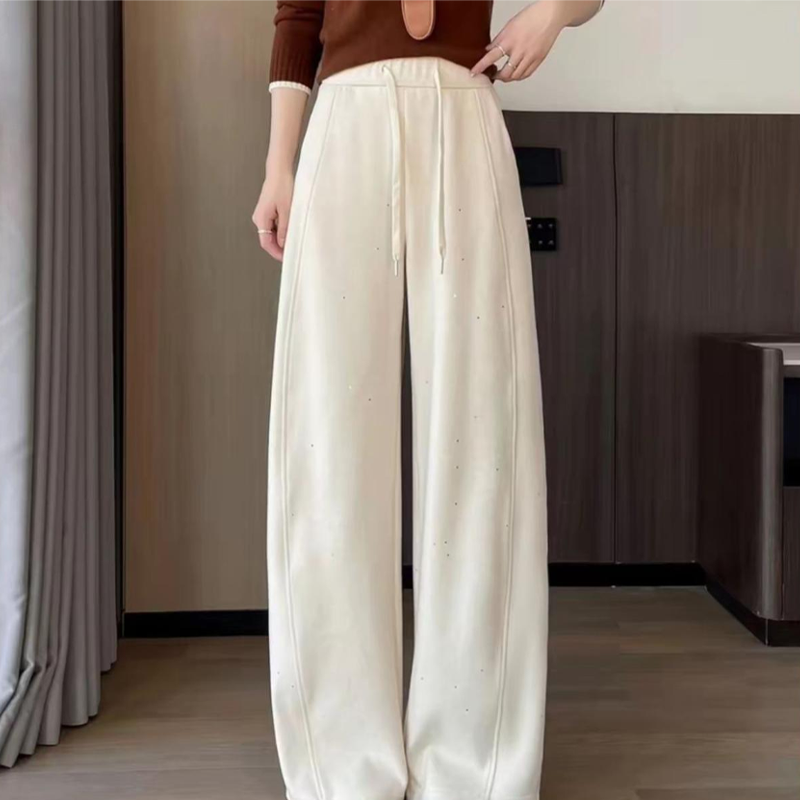 Damen Glitzer-High-Waist-Weitbein-Hose