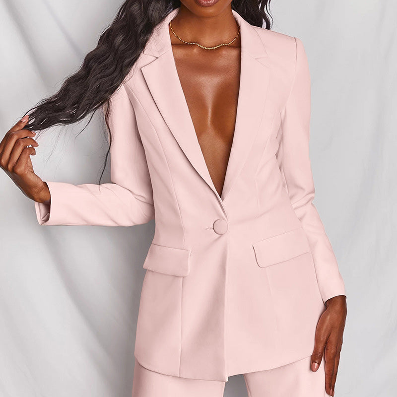 Elegantes Blazer- und Weitbein-Hosen-Set für Damen