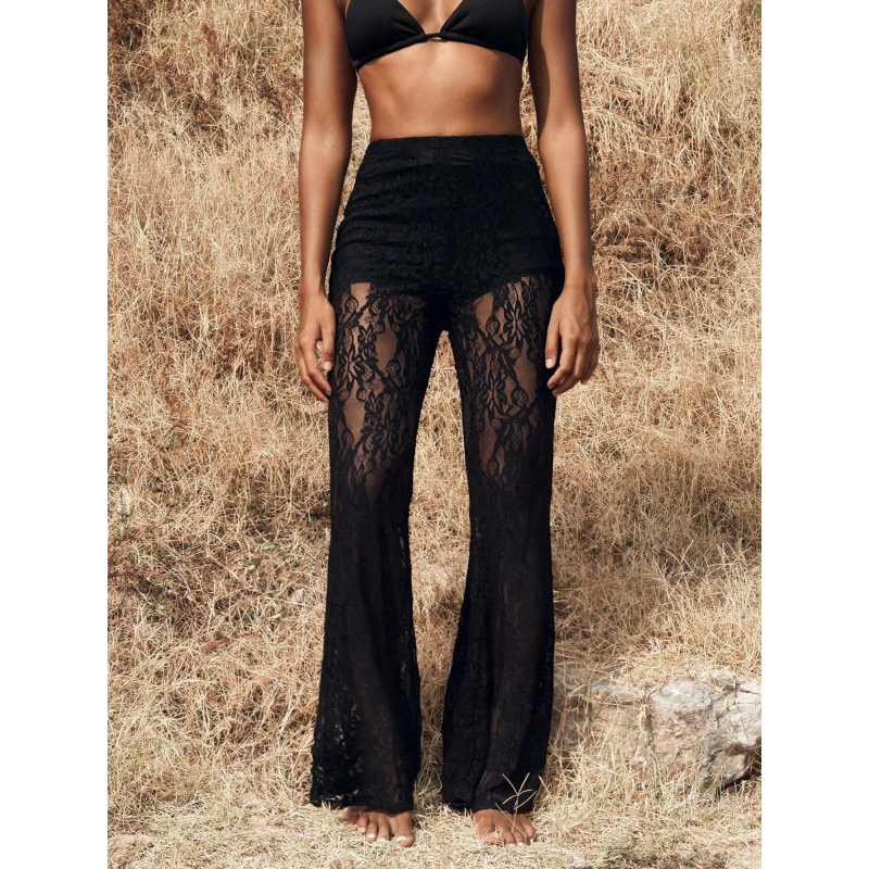 ✨ Damen Hose mit Spitzen-Einsatz – Zweilagiges Design & femininer Stil
