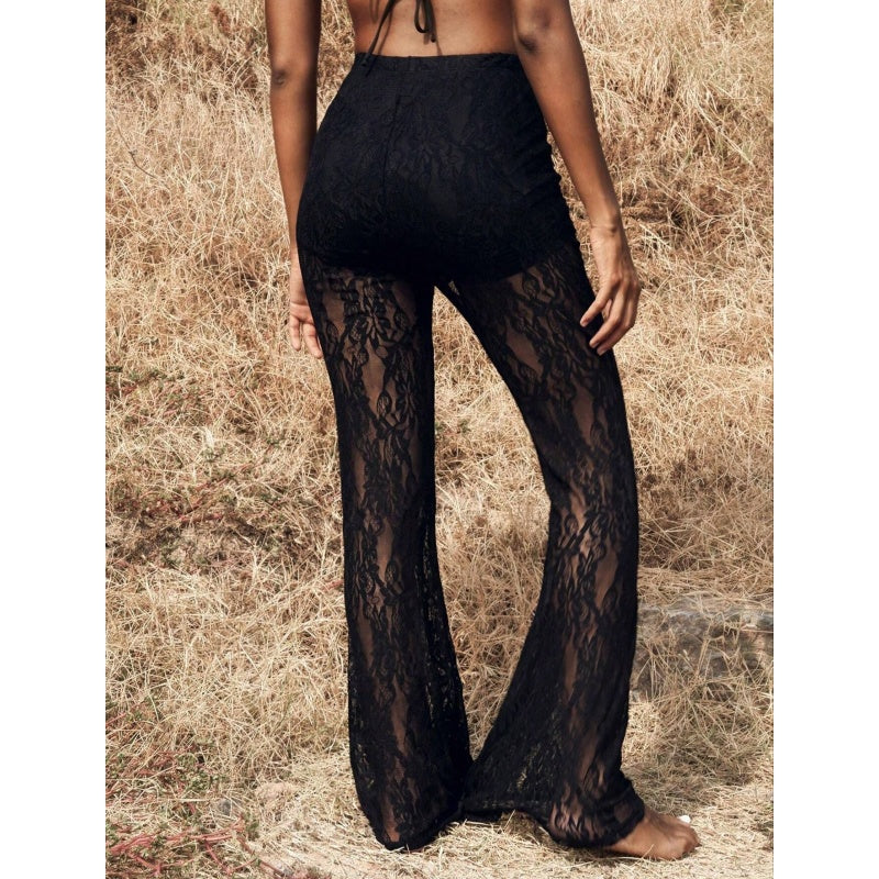 ✨ Damen Hose mit Spitzen-Einsatz – Zweilagiges Design & femininer Stil