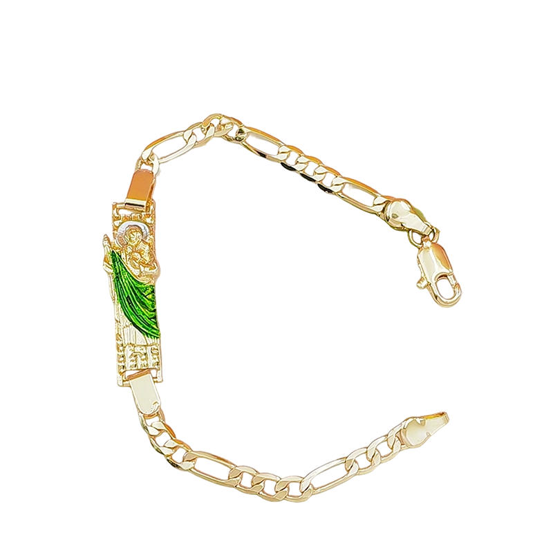 Zweifarbiges Vintage Armband mit St. Jude Anhänger – Klassisches Kettenarmband🙏🖤