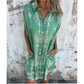👗🌿 Lockeres Kurzarm-Leinenkleid für Damen – Mit Taschen und Floral-Print, Perfekt für Sommer