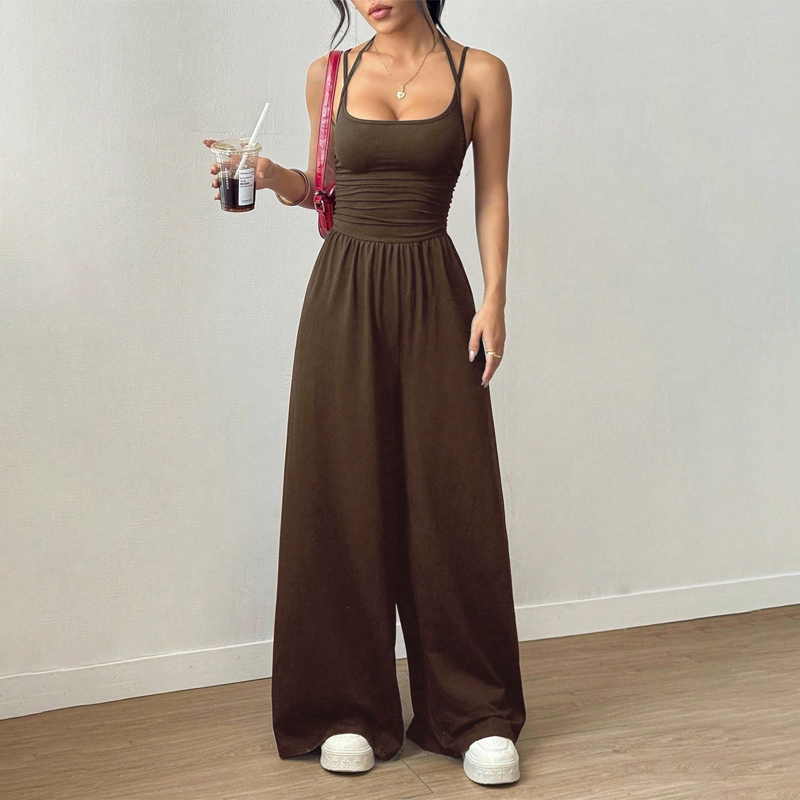 ☀️Damen Jumpsuit – Spaghettiträger mit Taillenbetonung und Weitem Bein