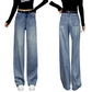Damen-Glitzer-High-Waist-Straight-Leg-Denim-Hose