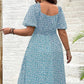 💖LETZTER TAG IM ANGEBOT: 50 % RABATT💐Kurzärmeliges Kleid mit Schlitz und Blumenmuster