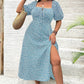💖LETZTER TAG IM ANGEBOT: 50 % RABATT💐Kurzärmeliges Kleid mit Schlitz und Blumenmuster