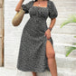💖LETZTER TAG IM ANGEBOT: 50 % RABATT💐Kurzärmeliges Kleid mit Schlitz und Blumenmuster