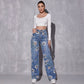 Gerade geschnittene Damen Jeans – Print Design, Bequem & Stilvoll ✨ Für Freizeit & Alltag