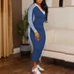 👗✨ Damen V-Ausschnitt Kleid – Elegantes, Figurbetontes Design mit Streifen-Details im Sportstyle