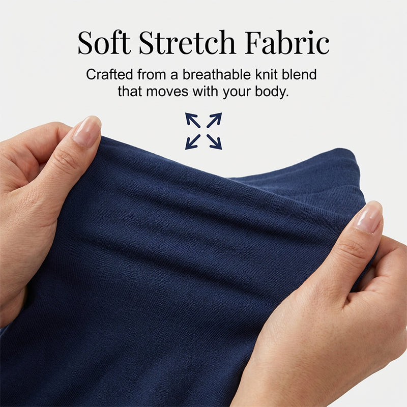 Damen 3/4 Jogginghose – Strickstoff, Hoher Bund mit Kordelzug, Mit Taschen