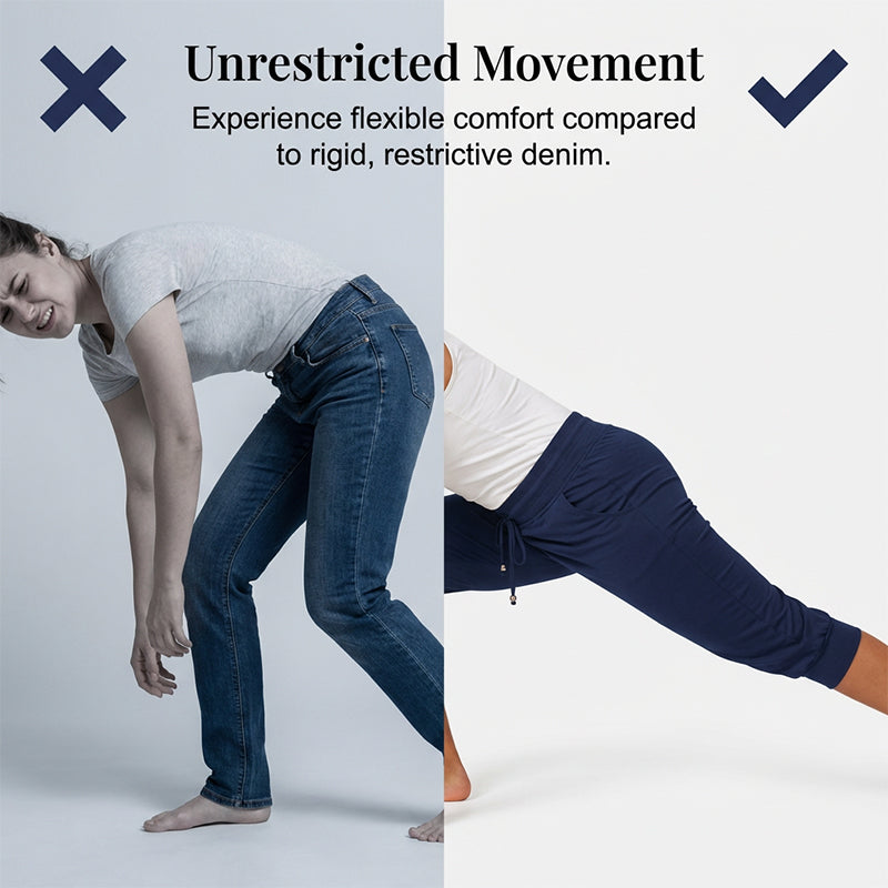 Damen 3/4 Jogginghose – Strickstoff, Hoher Bund mit Kordelzug, Mit Taschen