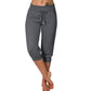 Damen 3/4 Jogginghose – Strickstoff, Hoher Bund mit Kordelzug, Mit Taschen