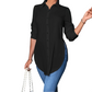 Damen Langarm-Shirt mit High-Low-Saum