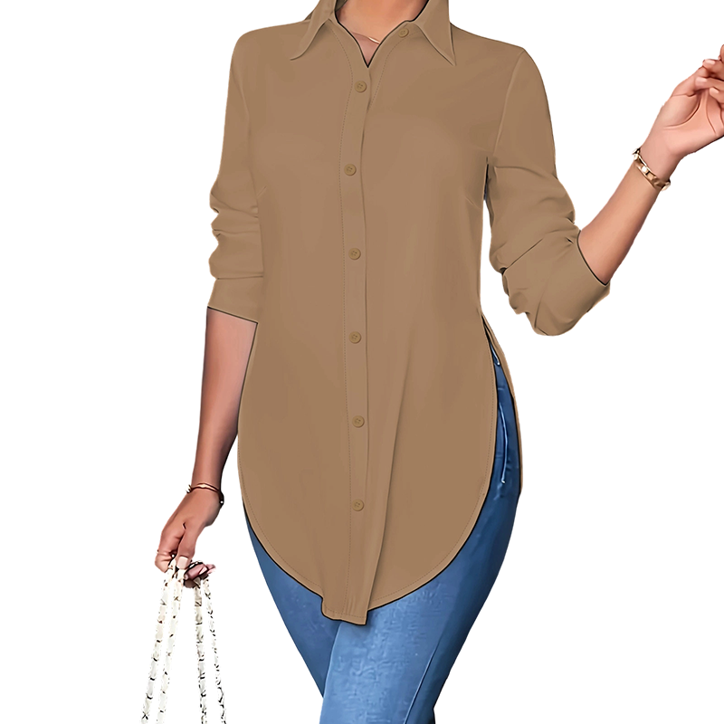 Damen Langarm-Shirt mit High-Low-Saum