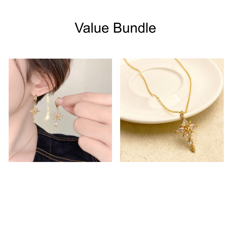 Funkelndes Kreuz Schmuckset – Ohrringe & Halskette✨✝️