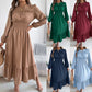 👗✨ Damen Maxikleid mit langen Ärmeln – Smokoberteil & Rüschen, Elegant für Alltag & Anlass