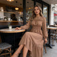 👗✨ Damen Maxikleid mit langen Ärmeln – Smokoberteil & Rüschen, Elegant für Alltag & Anlass