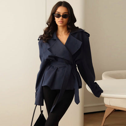 Modischer Damen Mantel mit Taillengürtel – schlanke Passform, Frühlings-Trenchcoat für das Büro 🧥🌷