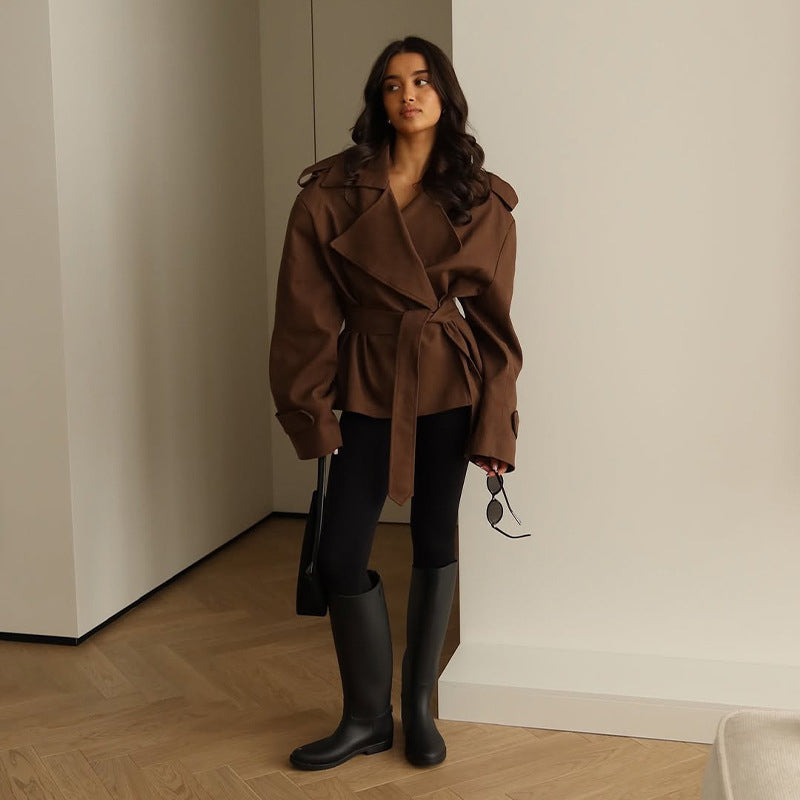 Modischer Damen Mantel mit Taillengürtel – schlanke Passform, Frühlings-Trenchcoat für das Büro 🧥🌷