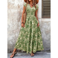 Damen Maxikleid mit V-Ausschnitt, Blumenmuster und geraffter Taille