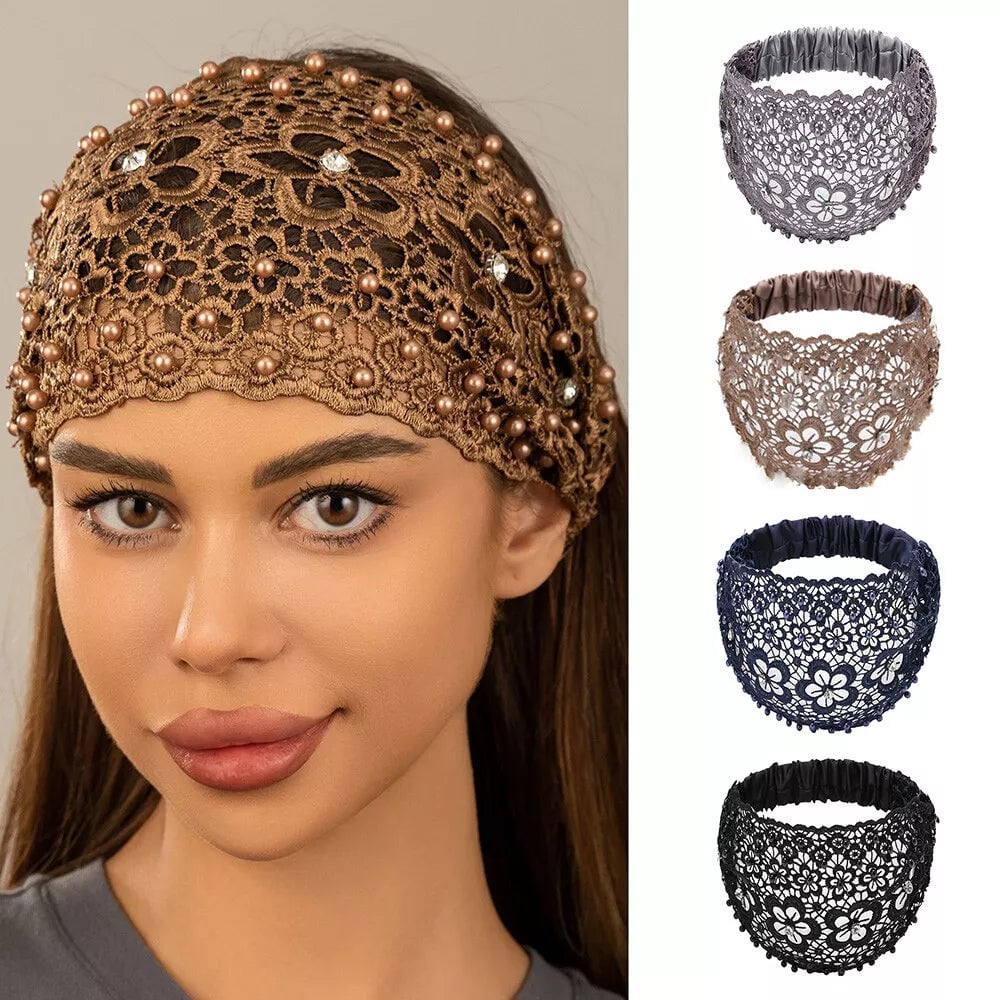 Damen Haarband mit Perlen & Strass – Breites Stirnband für Alltag💎✨