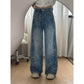 Damen Jeans mit Blumen-Jacquard & weitem Bein