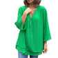 👚✨ Damen 2-lagiges 3/4-Arm Top – V-Ausschnitt mit verstellbarem Reißverschluss