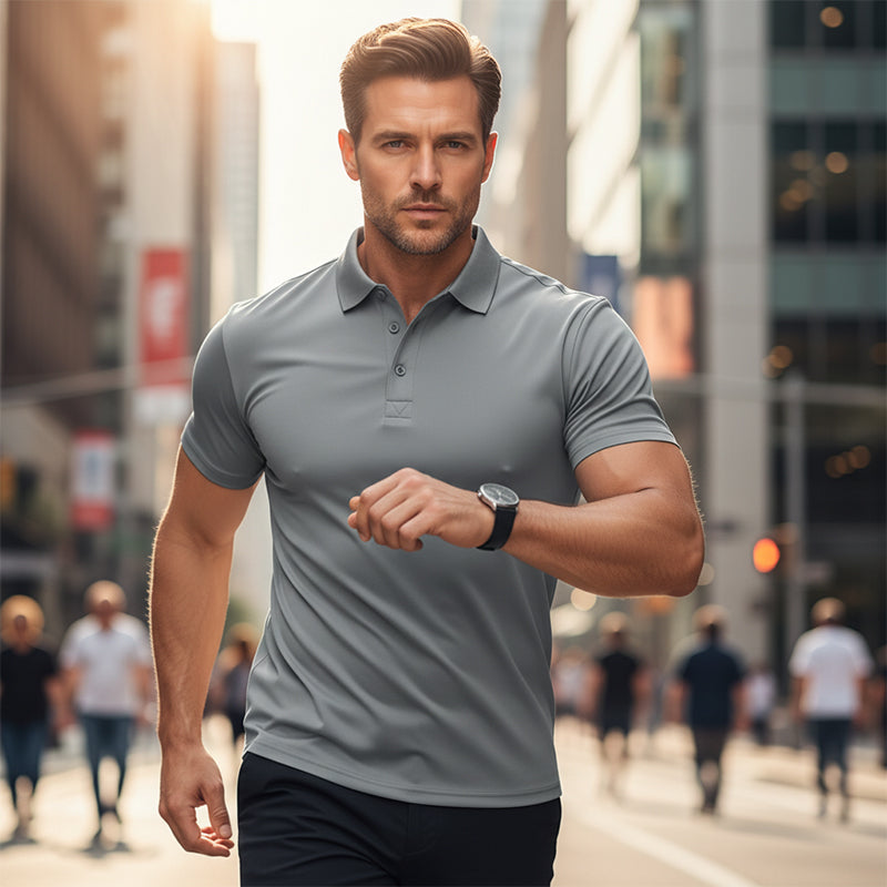 Herren schnell trocknendes Kurzarm-Hemdchen-Shirt mit Reverskragen