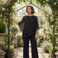 Eleganter Zweiteiler: Bluse mit asymmetrischem Saum & weite Hose