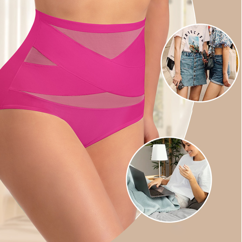 🌸Letzter Tag – 1 kaufen, 2 Packungen gratis!✨ Plus-Size High-Waist Cross Tummy Control Slips