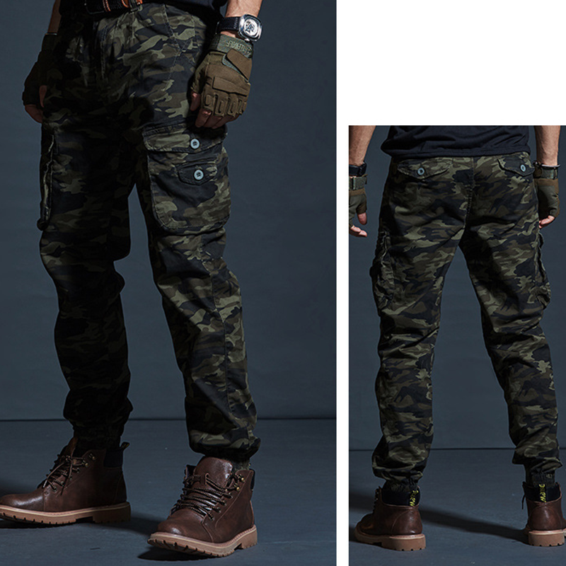 👖🔥 Herren Cargohose im Camouflage-Design – Slim Fit Jogger mit Bündchen, Mehrere Taschen