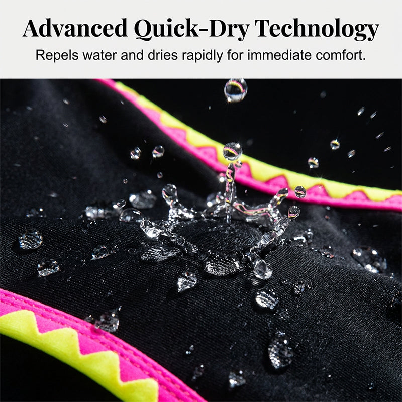 👙🌊 3-teiliges Damen Bikini-Set – Hohe Taille, Color-Block & Zickzack-Design für Strand & Urlaub