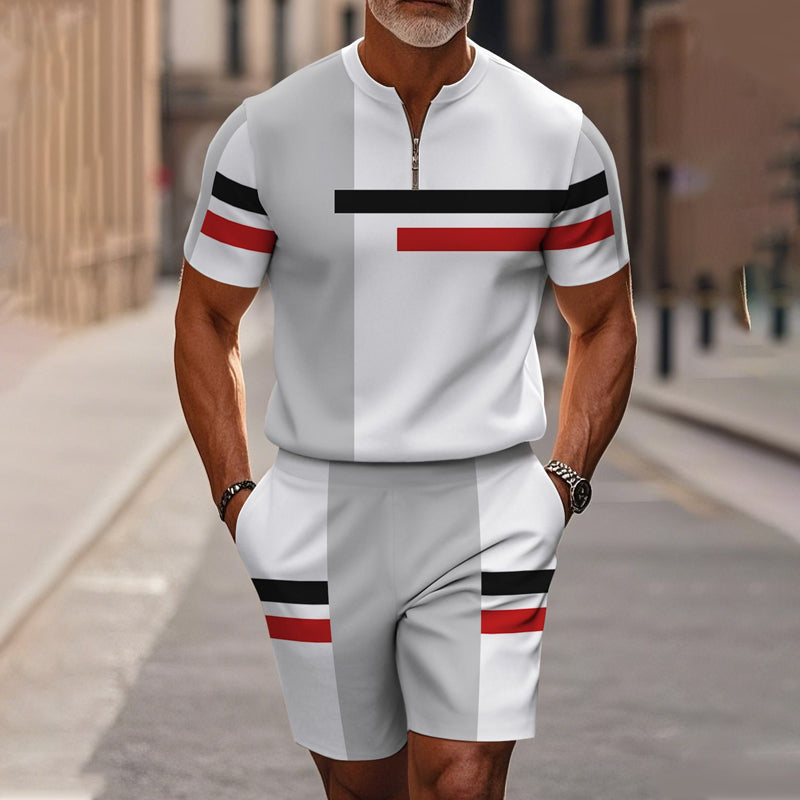 👕🩳 Herren 2-teiliges Set – Hemd & Shorts mit Viertelreißverschluss, Locker & Bequem📦Kostenloser Versand🔥