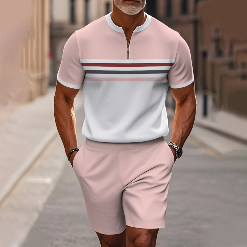 👕🩳 Herren 2-teiliges Set – Hemd & Shorts mit Viertelreißverschluss, Locker & Bequem📦Kostenloser Versand🔥