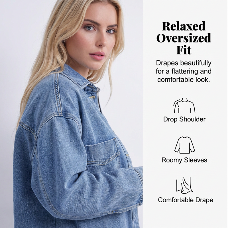 👚☀️ Vintage-Waschung Denim Hemd für Damen – Locker & Mit Schlitz, Perfekt für Frühling & Sommer