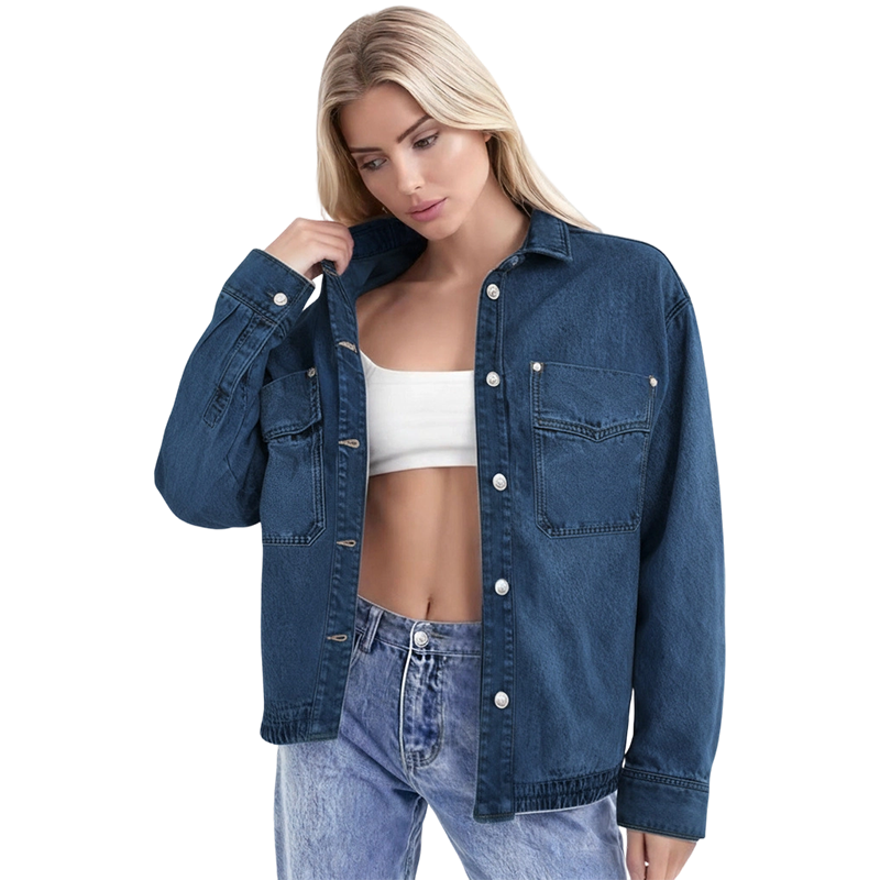 👚☀️ Vintage-Waschung Denim Hemd für Damen – Locker & Mit Schlitz, Perfekt für Frühling & Sommer