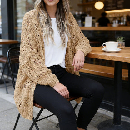 Frauen V-Ausschnitt Strickjacke – Schlichte, lockere Passform, Perfekt für den Frühling🌸🧶