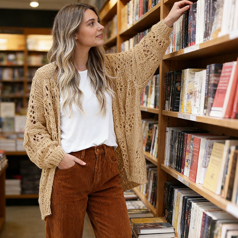 Frauen V-Ausschnitt Strickjacke – Schlichte, lockere Passform, Perfekt für den Frühling🌸🧶