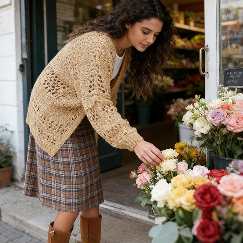 Frauen V-Ausschnitt Strickjacke – Schlichte, lockere Passform, Perfekt für den Frühling🌸🧶