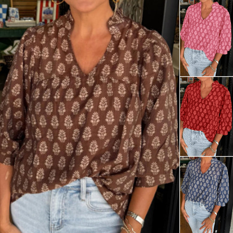 🌸✨ Damen Bluse – Geblümtes Rüschen-Design, Leicht & Feminin📦Kostenloser Versand🔥
