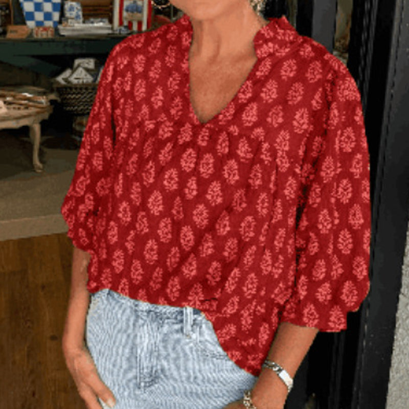🌸✨ Damen Bluse – Geblümtes Rüschen-Design, Leicht & Feminin📦Kostenloser Versand🔥