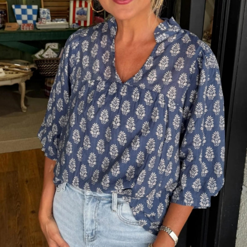 🌸✨ Damen Bluse – Geblümtes Rüschen-Design, Leicht & Feminin📦Kostenloser Versand🔥