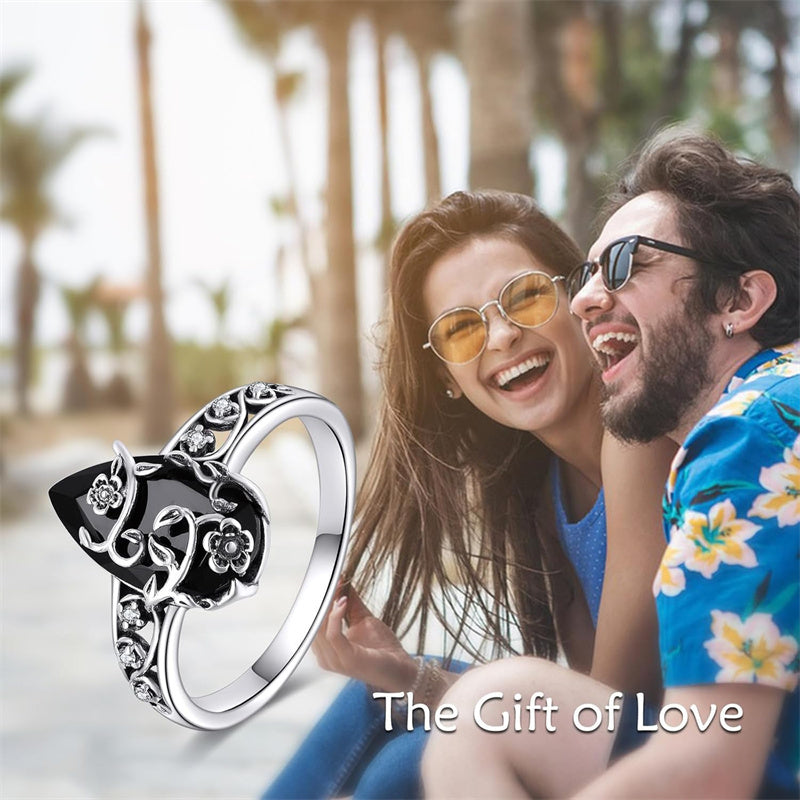 🌸✨ Damen Ring – Boho-Style, Blumenmotiv mit Schmuckstein, Minimalistisch & Vintage📦Kostenloser Versand🔥