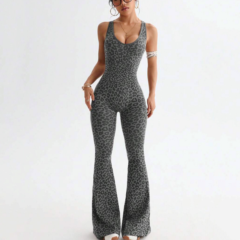 🧘‍♀️ Damen Jumpsuit – Leopard Print, Cross-Back, Ärmellos, Fitness & Yoga📦Kostenloser Versand🔥