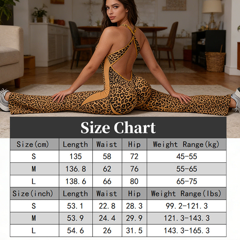 🧘‍♀️ Damen Jumpsuit – Leopard Print, Cross-Back, Ärmellos, Fitness & Yoga📦Kostenloser Versand🔥