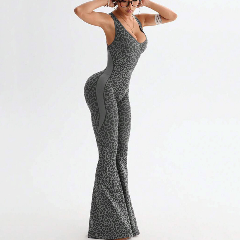 🧘‍♀️ Damen Jumpsuit – Leopard Print, Cross-Back, Ärmellos, Fitness & Yoga📦Kostenloser Versand🔥