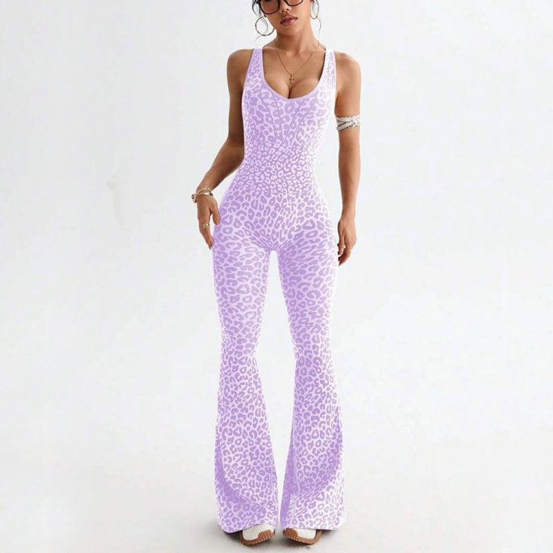 🧘‍♀️ Damen Jumpsuit – Leopard Print, Cross-Back, Ärmellos, Fitness & Yoga📦Kostenloser Versand🔥