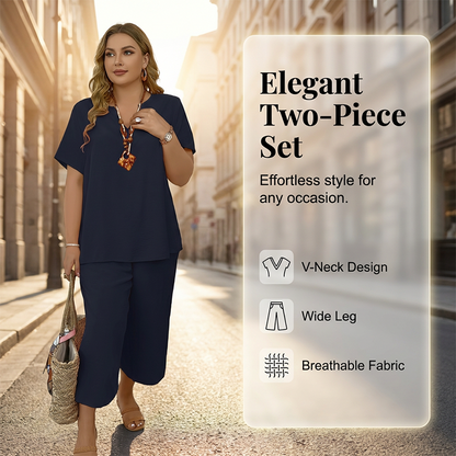 Damen-Casual-Set: Kurzarm-Oberteil & Weitbein-Hose📦Kostenloser Versand🔥