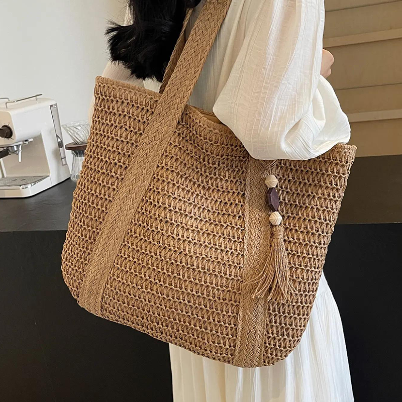 👜🌴 Damen Strohtasche – Groß, Geflochten, Schulter- & Tote Bag, Ideal für Strand & Alltag📦Kostenloser Versand🔥